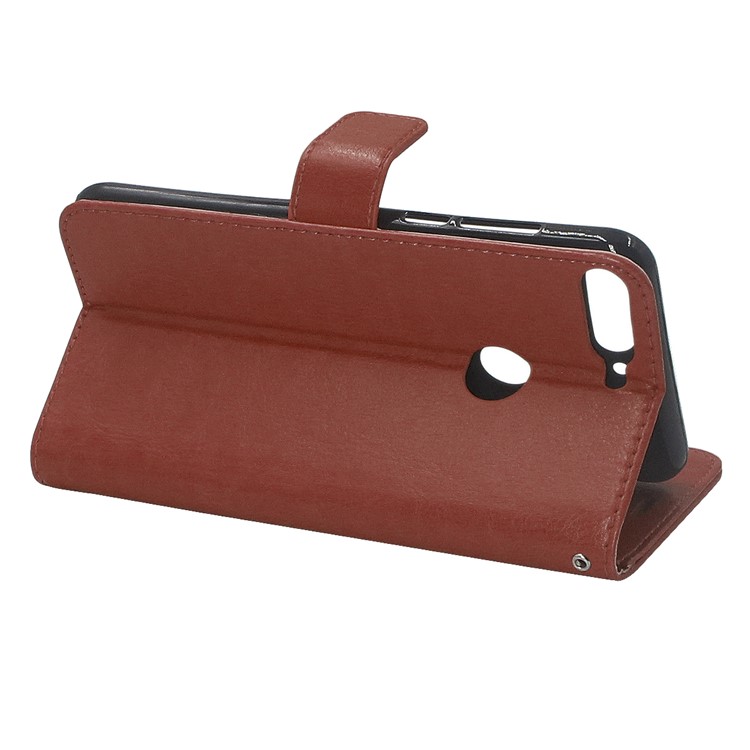 ENKAY Crazy Horse Wallet Leather Phone Case Cover Shell for Huawei Honor 7C / Enjoy 8 - Brown-3