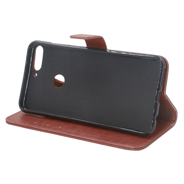 ENKAY Crazy Horse Wallet Leather Phone Case Cover Shell for Huawei Honor 7C / Enjoy 8 - Brown-4