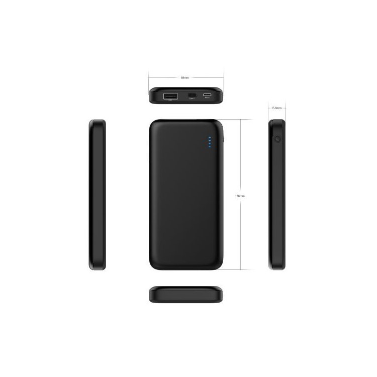 100Pcs/Set YN-040P 10000mAh 18W Type-C PD+QC3.0 Power Bank with Type-C/Micro USB Dual Inputs - Black-5