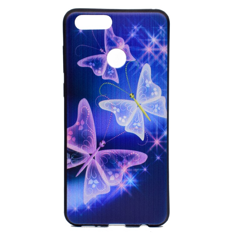 Patterned Printing TPU Gel Case for Huawei Honor 7X - Glitter Butterflies-3