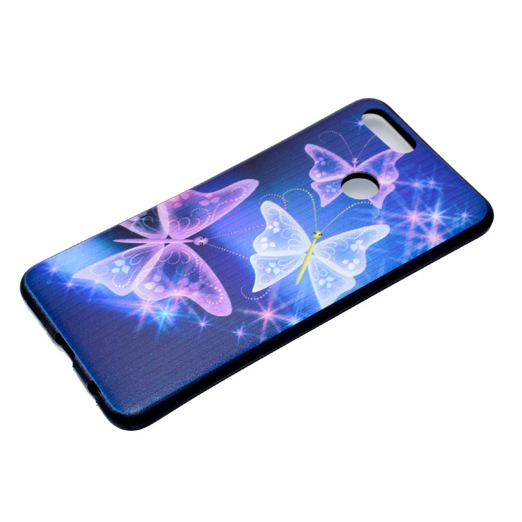 Patterned Printing TPU Gel Case for Huawei Honor 7X - Glitter Butterflies-5