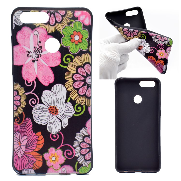Patterned Printing TPU Soft Phone Casing for Huawei Honor 7X - Colorful Flowers-1