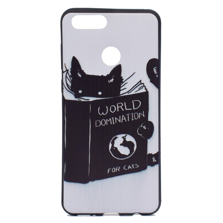 Patterned Printing TPU Soft Mobile Case for Huawei Honor 7X - Cat Reading Book-3