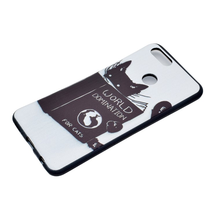 Patterned Printing TPU Soft Mobile Case for Huawei Honor 7X - Cat Reading Book-5