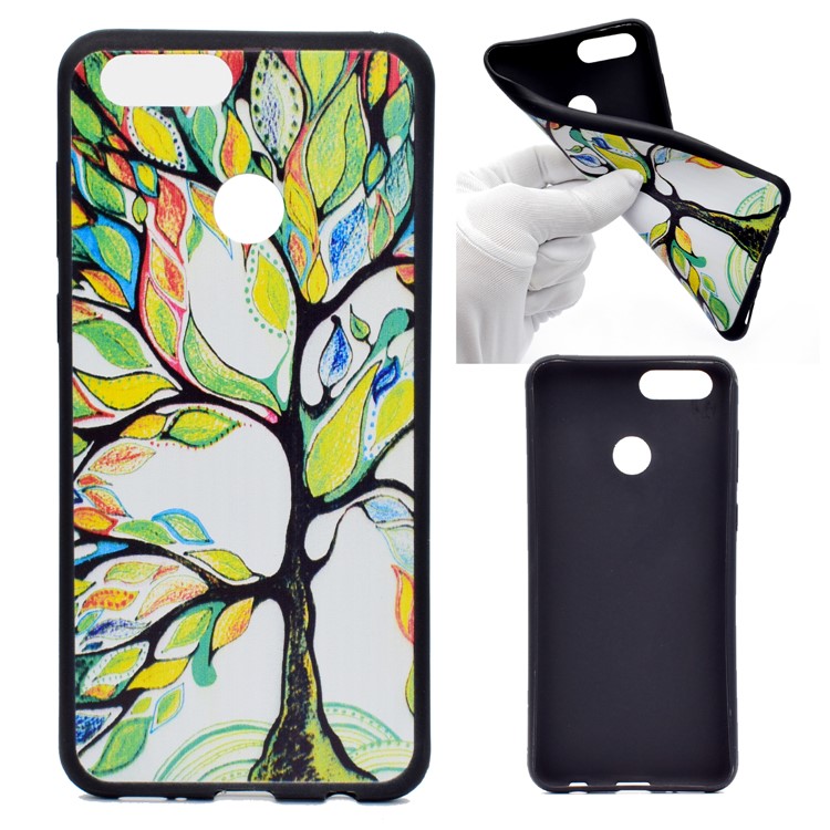 Patterned Printing TPU Soft Cell Phone Case for Huawei Honor 7X - Tree with Colorful Leaves-1