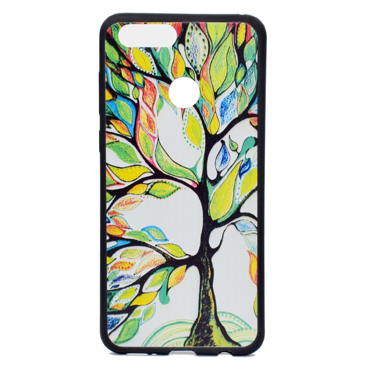 Patterned Printing TPU Soft Cell Phone Case for Huawei Honor 7X - Tree with Colorful Leaves-3
