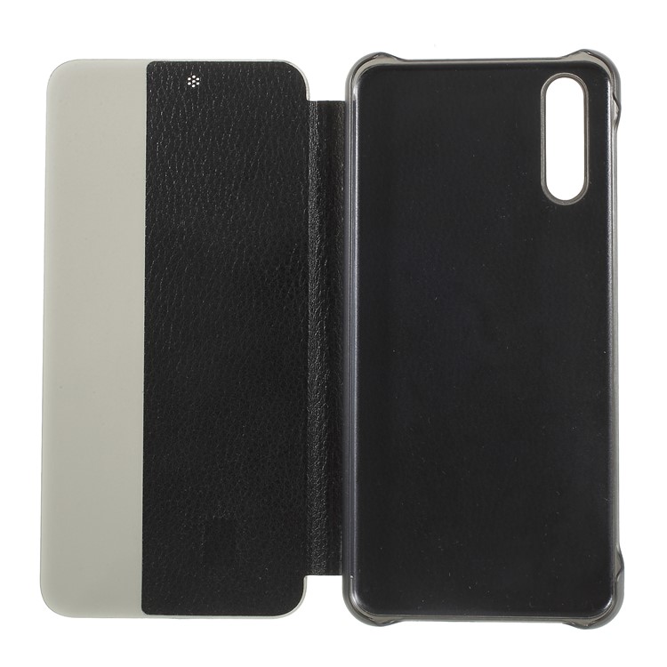 View Window Auto Wake up/Sleep Litchi Skin Textured Leather Case for Huawei P20 - Black-5