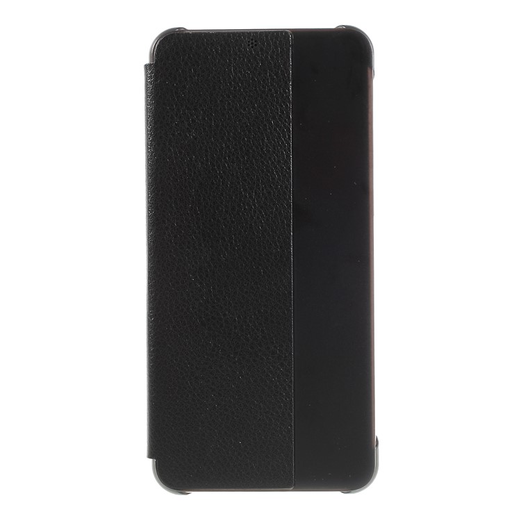 View Window Auto Wake up/Sleep Litchi Skin Textured Leather Shell for Huawei P20 Pro - Black-2
