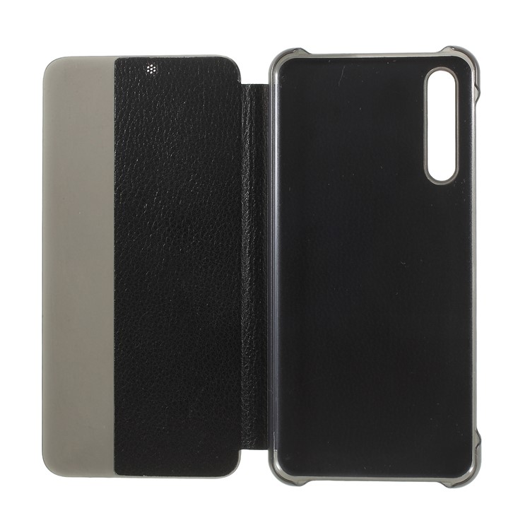 View Window Auto Wake up/Sleep Litchi Skin Textured Leather Shell for Huawei P20 Pro - Black-5