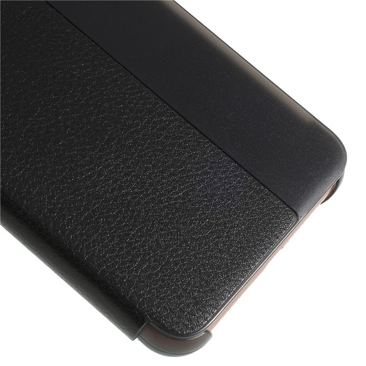 View Window Auto Wake up/Sleep Litchi Skin Textured Leather Shell for Huawei P20 Pro - Black-7
