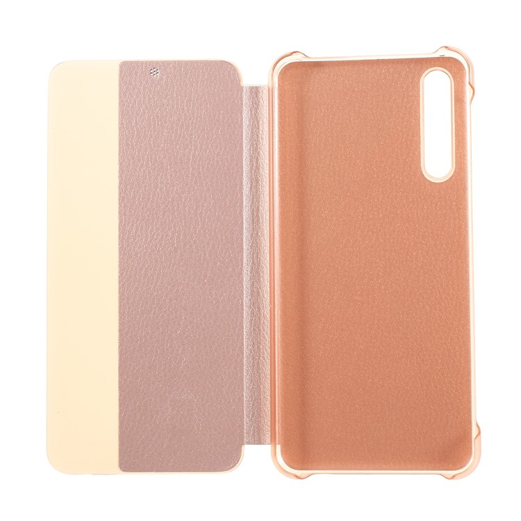 View Window Auto Wake up/Sleep Litchi Skin Textured Leather Case for Huawei P20 Pro - Rose Gold-6