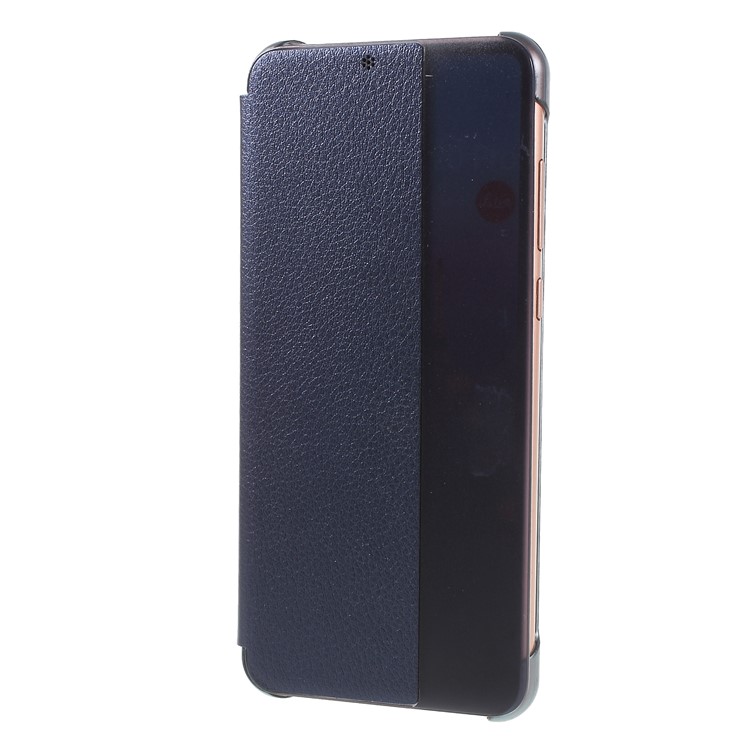 View Window Auto Wake up/Sleep Litchi Skin Textured Leather Cover for Huawei P20 Pro - Blue-1