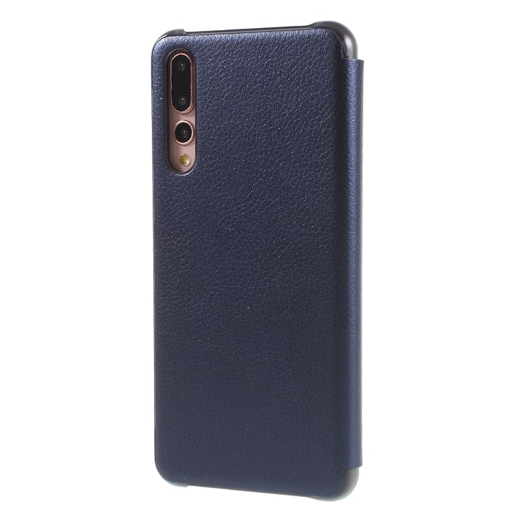 View Window Auto Wake up/Sleep Litchi Skin Textured Leather Cover for Huawei P20 Pro - Blue-2