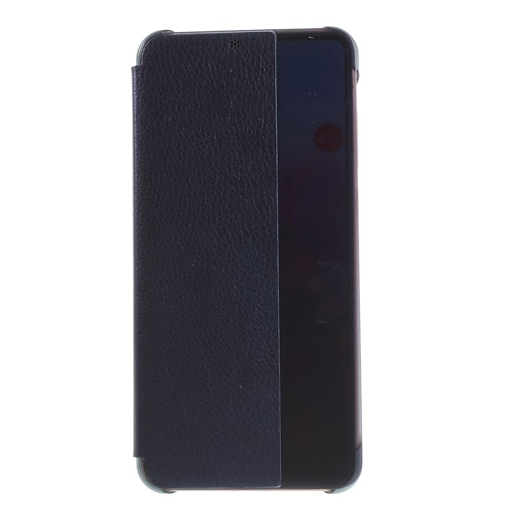 View Window Auto Wake up/Sleep Litchi Skin Textured Leather Cover for Huawei P20 Pro - Blue-3