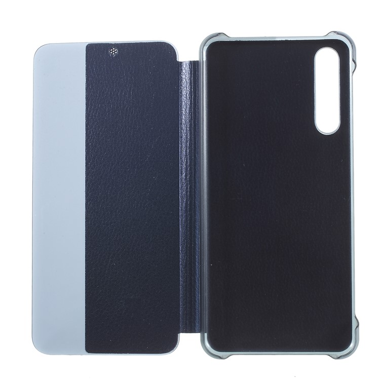 View Window Auto Wake up/Sleep Litchi Skin Textured Leather Cover for Huawei P20 Pro - Blue-6