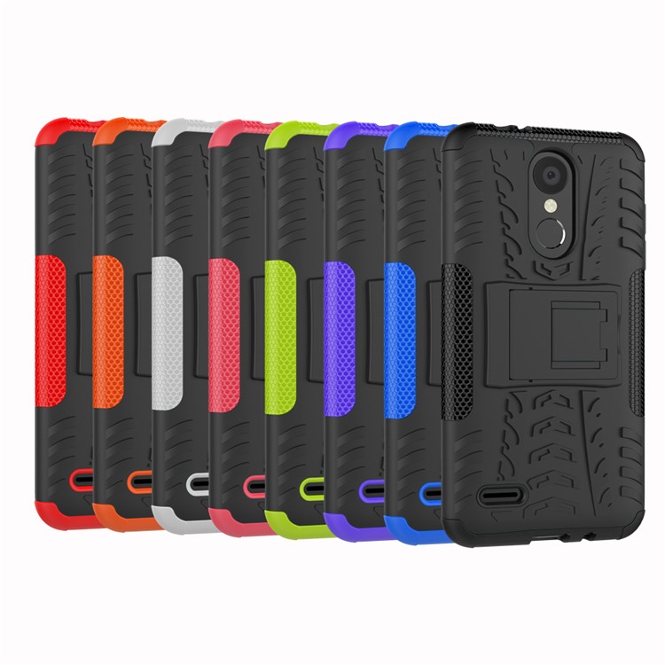 Anti-slip PC + TPU Hybrid Case with Kickstand for LG K8 (2018) - Black-11