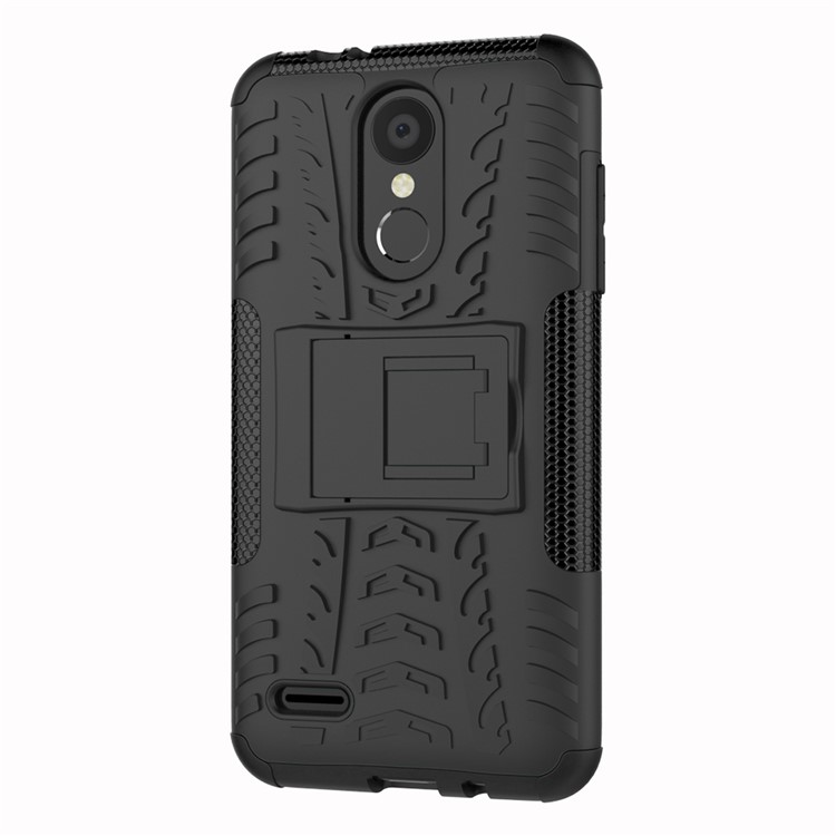 Caso Híbrido Anti-deslizamento PC + TPU Com Kickstand Para LG K8 (2018) - Preto