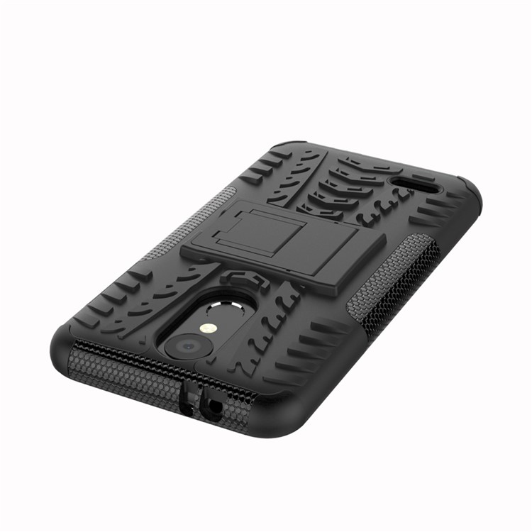 Custodia Ibrida PC + TPU Anti-slip Con Cavalletto Per LG K8 (2018) - Nero