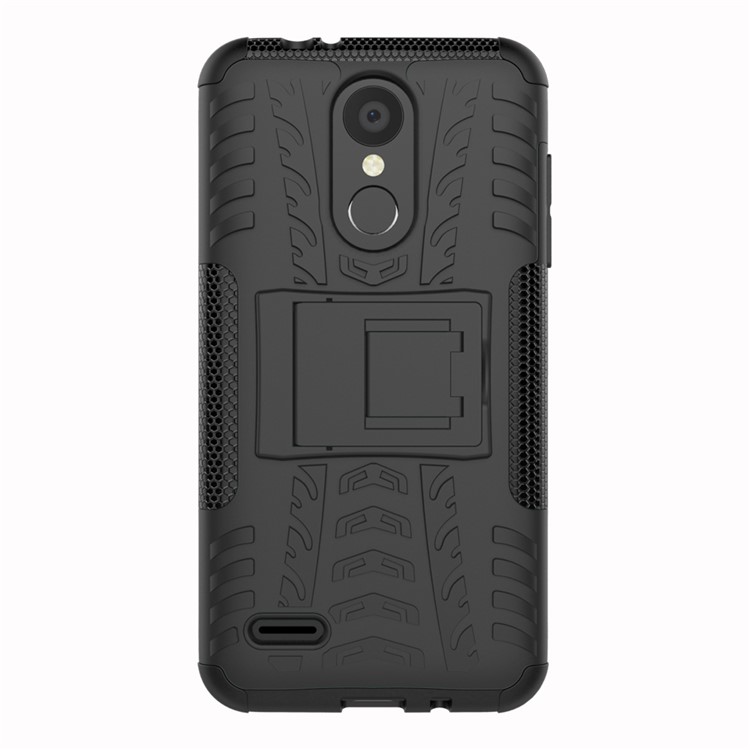 Custodia Ibrida PC + TPU Anti-slip Con Cavalletto Per LG K8 (2018) - Nero