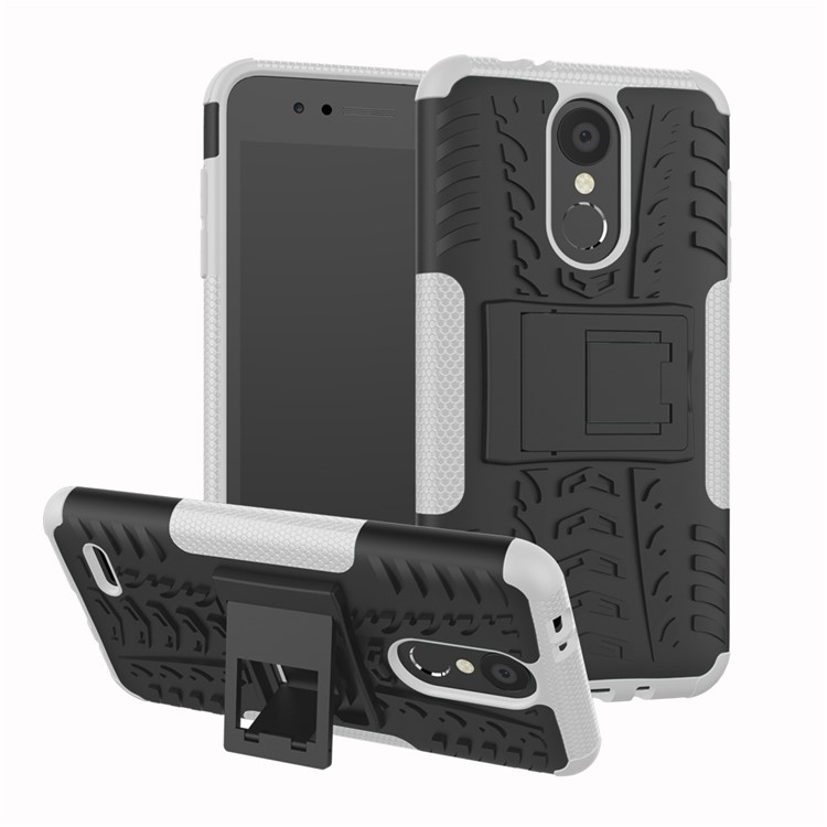 Anti-slip PC + TPU Hybrid Shell Case with Kickstand for LG K8 (2018) - White-1