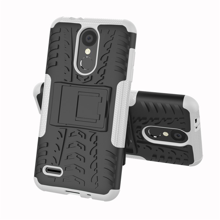 Anti-slip PC + TPU Hybrid Shell Case with Kickstand for LG K8 (2018) - White-2