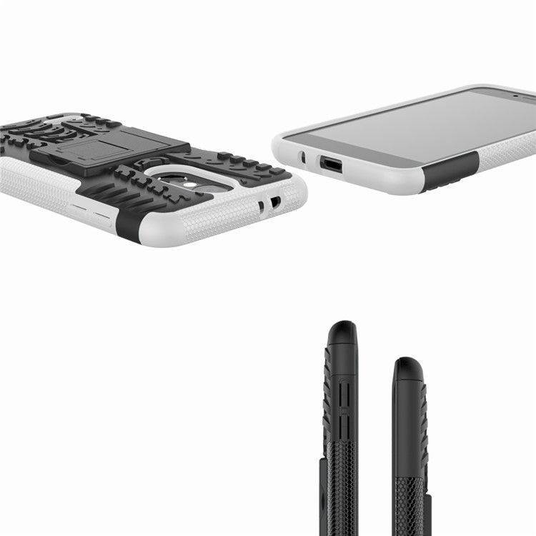 Anti-slip PC + TPU Hybrid Shell Case with Kickstand for LG K8 (2018) - White-3