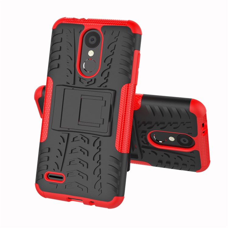 Anti-slip PC + TPU Hybrid Shell with Kickstand for LG K8 (2018) - Red-2