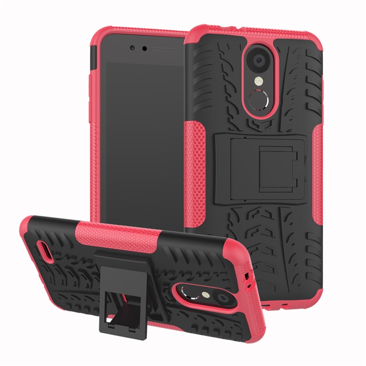 Anti-slip PC + TPU Hybrid Cover Case with Kickstand for LG K8 (2018) - Rose-1