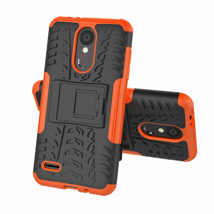 Anti-slip PC + TPU Hybrid Cell Phone Case with Kickstand for LG K8 (2018) - Orange-2