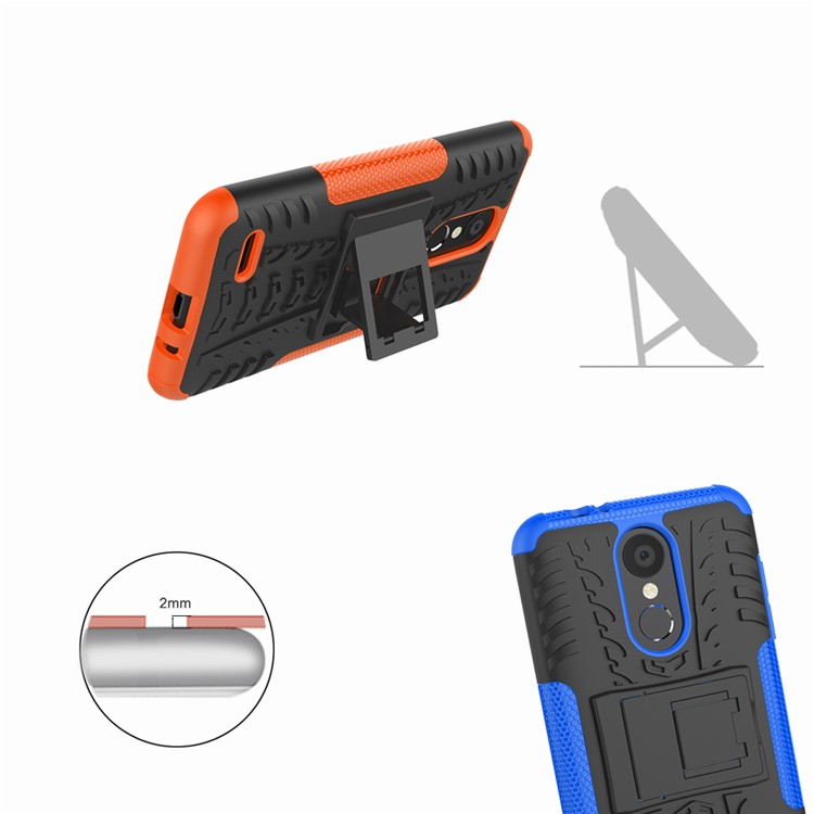 Anti-slip PC + TPU Hybrid Cell Phone Case with Kickstand for LG K8 (2018) - Orange-3