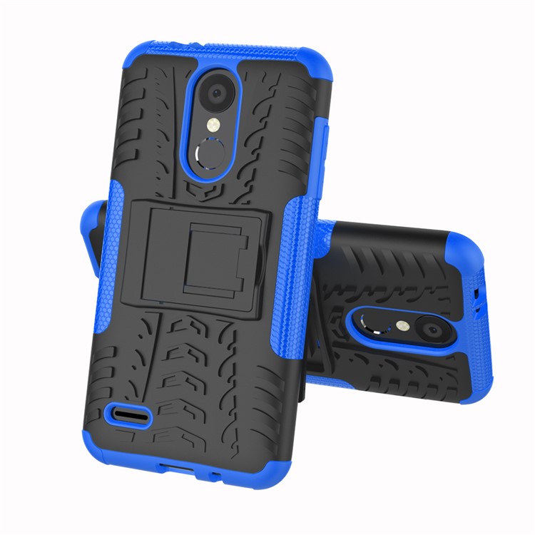 Anti-slip PC + TPU Combo Case with Kickstand for LG K8 (2018) - Blue-2