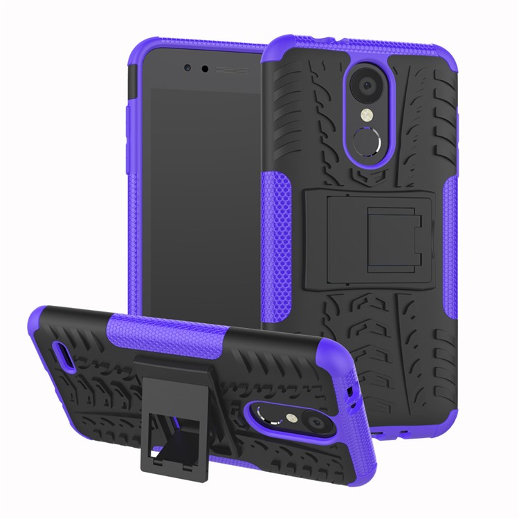 Anti-slip PC + TPU Hybrid Cover Shell with Kickstand for LG K8 (2018) - Purple-1