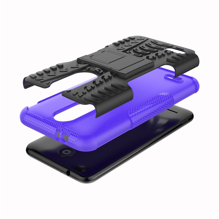 Anti-slip PC + TPU Hybrid Cover Shell with Kickstand for LG K8 (2018) - Purple-2