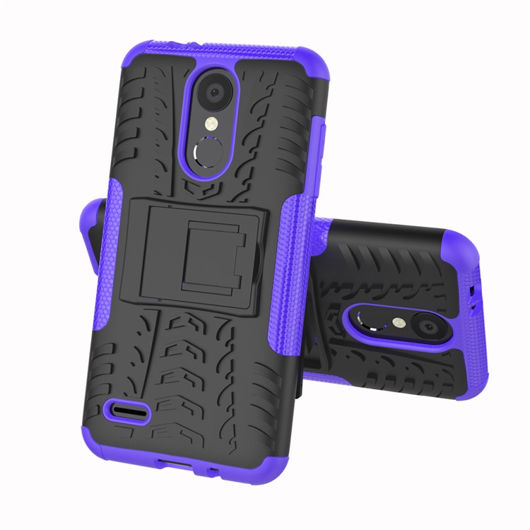 Anti-slip PC + TPU Hybrid Cover Shell with Kickstand for LG K8 (2018) - Purple-3