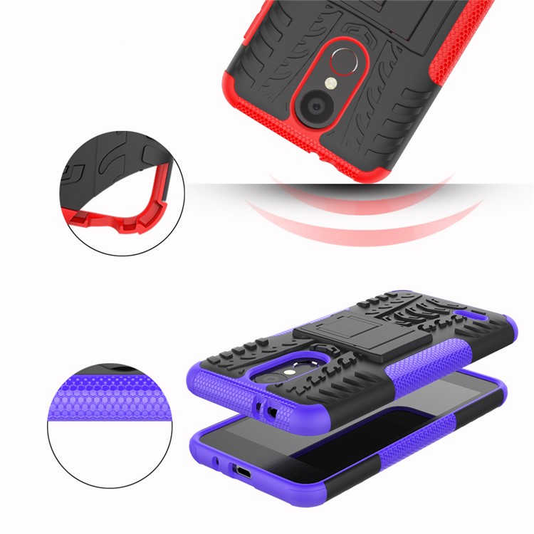 Anti-slip PC + TPU Hybrid Cover Shell with Kickstand for LG K8 (2018) - Purple-4