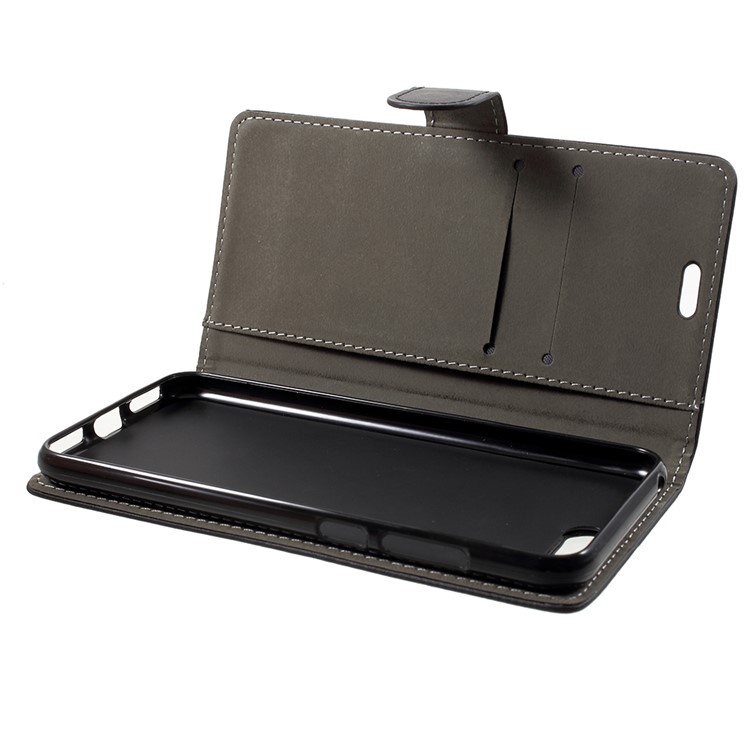 PU Leather Flip Cell Phone Cover with Card Holder for Huawei Y6 (2018)/Honor 7A (without Fingerprint Sensor) - Black-6