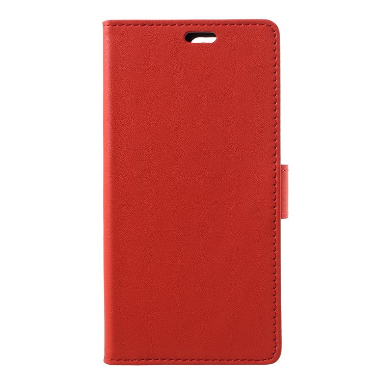 PU Leather Flip Cell Phone Case Cover with Card Holder for Huawei Y6 (2018)/Honor 7A (without Fingerprint Sensor) - Red-1
