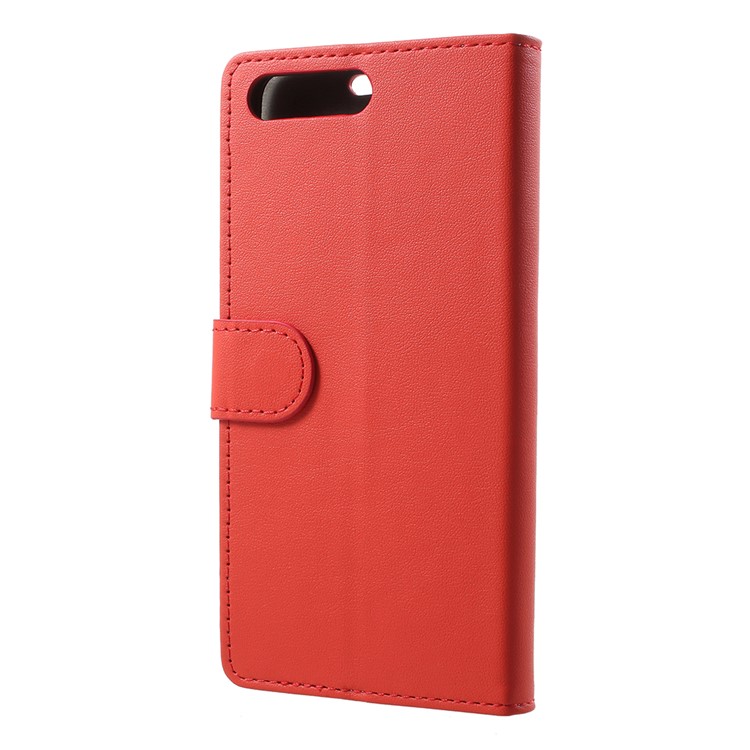 PU Leather Flip Cell Phone Case Cover with Card Holder for Huawei Y6 (2018)/Honor 7A (without Fingerprint Sensor) - Red-3