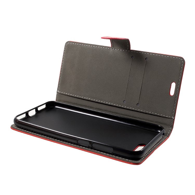 PU Leather Flip Cell Phone Case Cover with Card Holder for Huawei Y6 (2018)/Honor 7A (without Fingerprint Sensor) - Red-5