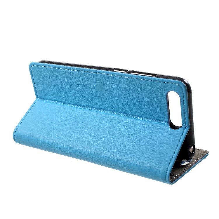 PU Leather Flip Cell Phone Accessory Cover with Card Holder for Huawei Y6 (2018)/Honor 7A (without Fingerprint Sensor) - Blue-4
