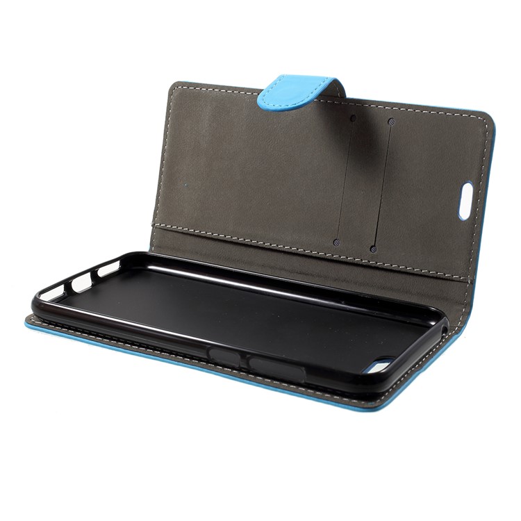 PU Leather Flip Cell Phone Accessory Cover with Card Holder for Huawei Y6 (2018)/Honor 7A (without Fingerprint Sensor) - Blue-5