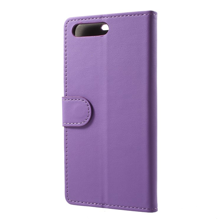 PU Leather Flip Cell Mobile Cover with Card Holder for Huawei Y6 (2018)/Honor 7A (without Fingerprint Sensor) - Purple-3