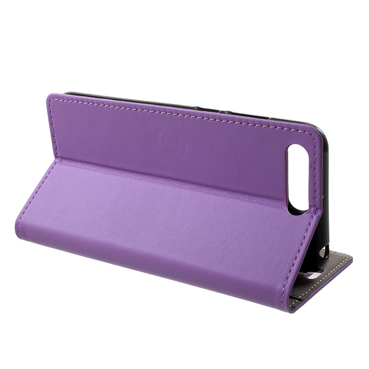 PU Leather Flip Cell Mobile Cover with Card Holder for Huawei Y6 (2018)/Honor 7A (without Fingerprint Sensor) - Purple-4