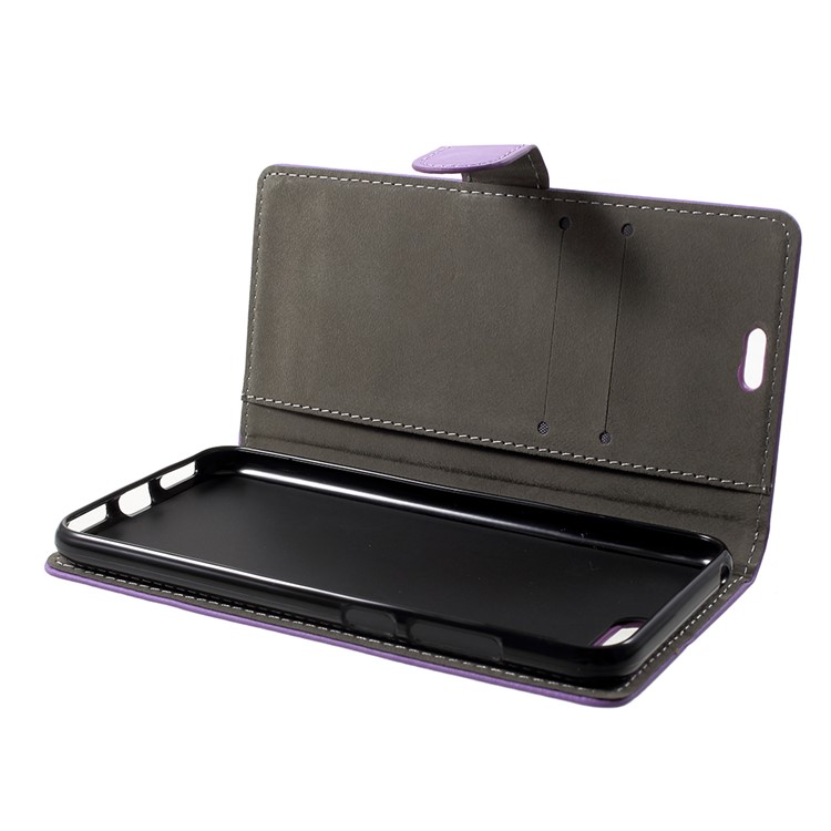 PU Leather Flip Cell Mobile Cover with Card Holder for Huawei Y6 (2018)/Honor 7A (without Fingerprint Sensor) - Purple-5