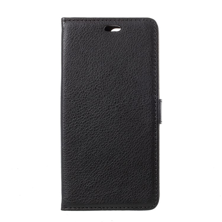Litchi Skin PU Leather Wallet Stand Phone Case for Huawei Y6 (2018)/Honor 7A (without Fingerprint Sensor) - Black-2