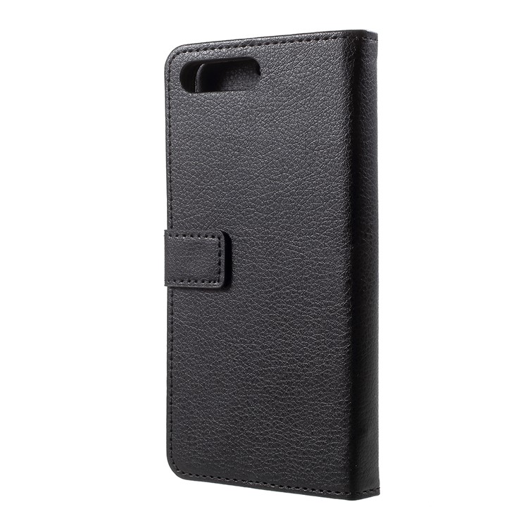 Litchi Skin PU Leather Wallet Stand Phone Case for Huawei Y6 (2018)/Honor 7A (without Fingerprint Sensor) - Black-3