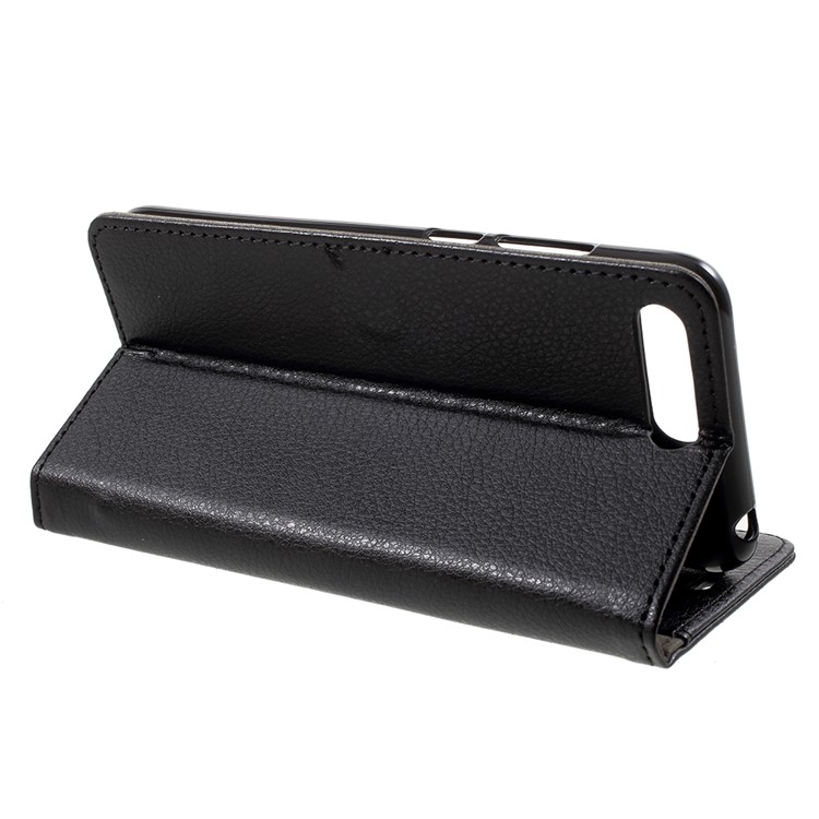 Litchi Skin PU Leather Wallet Stand Phone Case for Huawei Y6 (2018)/Honor 7A (without Fingerprint Sensor) - Black-4