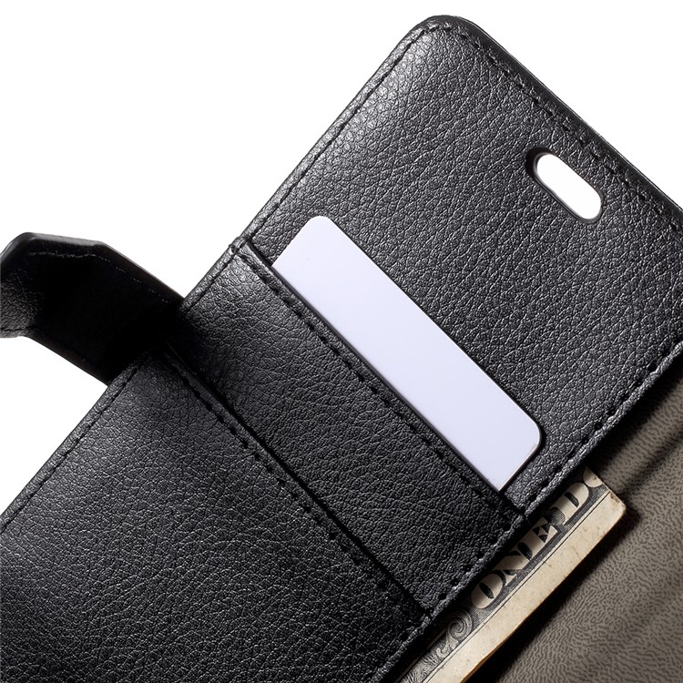 Litchi Skin PU Leather Wallet Stand Phone Case for Huawei Y6 (2018)/Honor 7A (without Fingerprint Sensor) - Black-6