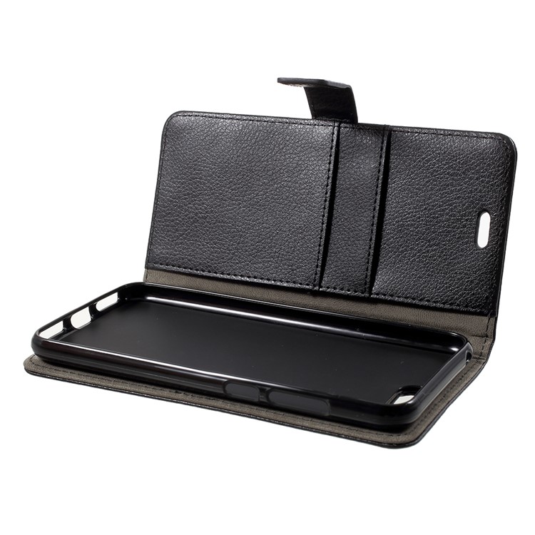 Litchi Skin PU Leather Wallet Stand Phone Case for Huawei Y6 (2018)/Honor 7A (without Fingerprint Sensor) - Black-7