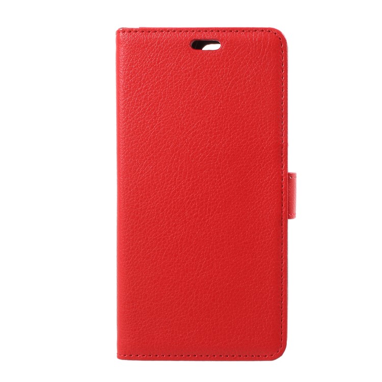 Litchi Skin PU Leather Wallet Stand Phone Shell for Huawei Y6 (2018)/Honor 7A (without Fingerprint Sensor) - Red-1